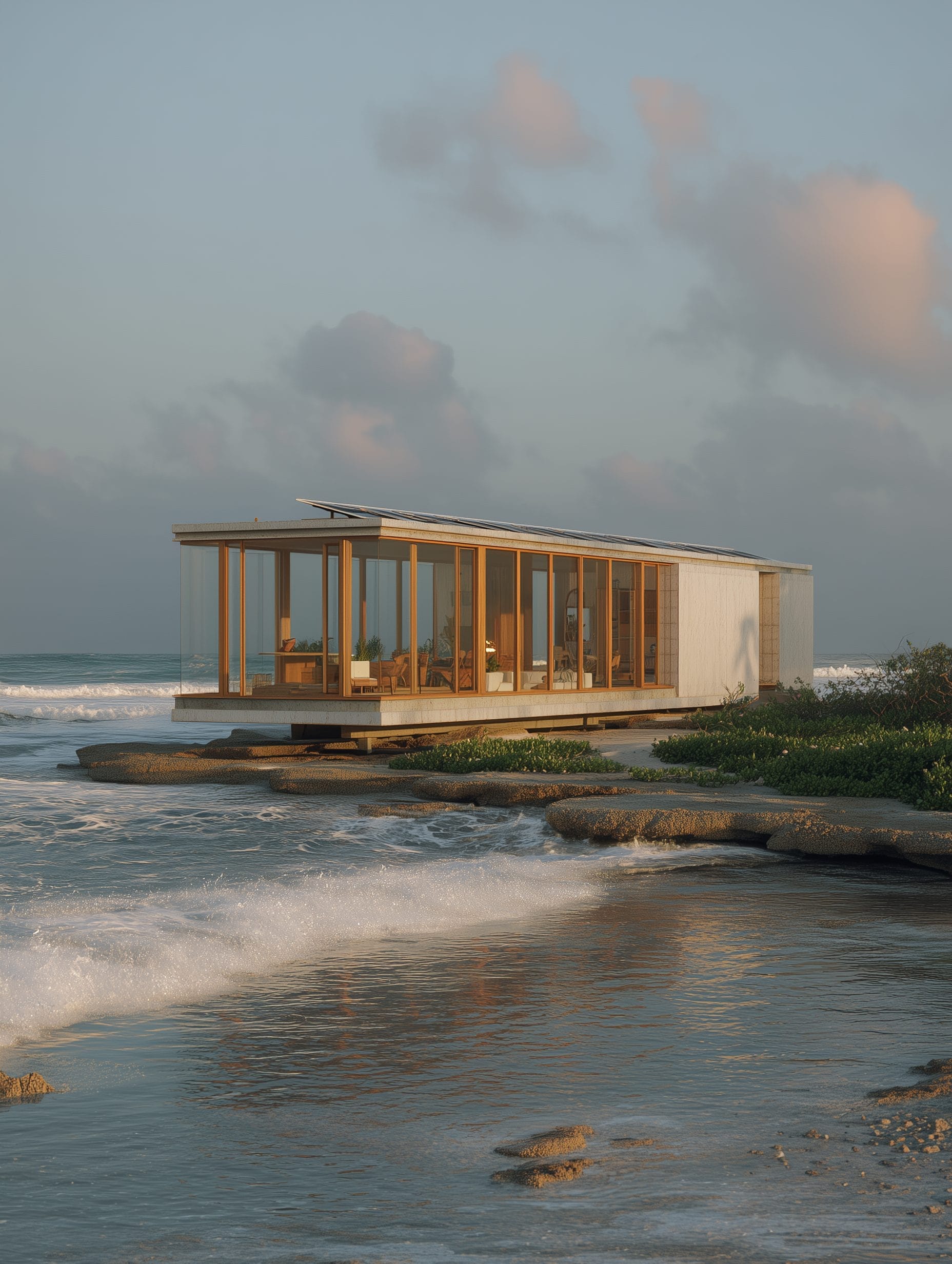 Modern building on oceanfront